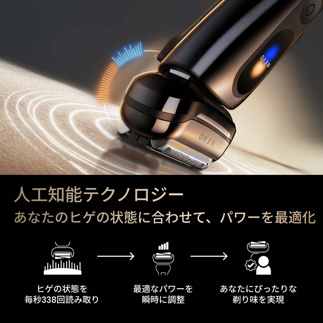 人工知能テクノロジー ヒゲの状態に合わせてパワーを最適化