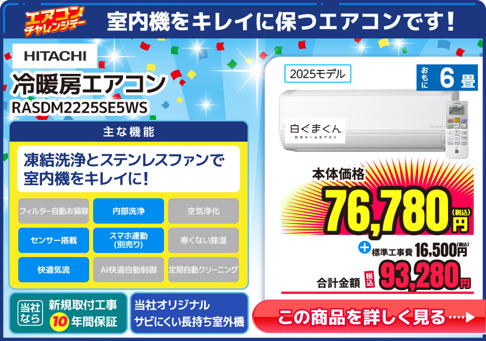 日立 RASDM2225SE5WS