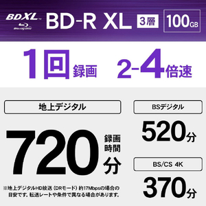 ビクター 録画用BD-R XL 100GB 2～4倍速 インクジェットプリンター対応 3枚入り VBR520YP3JG-イメージ2