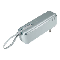 ラスタバナナ PD20W対応 TYPE-C1ポート TYPE-C直付ACモバイルバッテリー 5000MAH 10CM CALON スモーキーブルー RLI050AC20W01SBL
