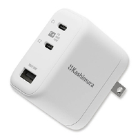 カシムラ PD45W対応 TYPE-C2ポート/USB1ポート AC充電器 AC-076