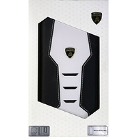 LAMBORGHINI iPhone 15 Pro Max用本革 手帳型ケース ホワイト×ブラック LBTPUFCIP15PMHUD16WE