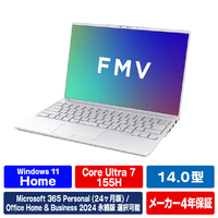 富士通 14型WUXGA/Core Ultra 7 155H/Arcグラフィックス/メモリ16GB/約512GB SSD/WiFi 7 e angle select FMV Note U シルバーホワイト FMVU77K3W5