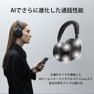 SONY ワイヤレスノイズキャンセリングステレオヘッドセット ミッドナイトブルー WH-1000XM6 L-イメージ7