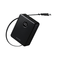 エレコム 巻き取り式ケーブル一体型モバイルバッテリー(5000mAh/20W) ブラック DE-C92-5000BK