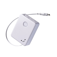 エレコム 巻き取り式ケーブル一体型モバイルバッテリー(5000mAh/20W) しろちゃん DE-C92-5000WF