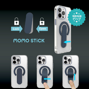 momo stick iPhone 15 Pro用Mag Grip レンズガード一体型クリアケース ディープパープル MMS25310I15PR-イメージ4