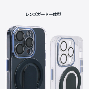 momo stick iPhone 15 Pro用Mag Grip レンズガード一体型クリアケース ディープパープル MMS25310I15PR-イメージ5