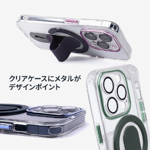 momo stick iPhone 15 Pro用Mag Grip レンズガード一体型クリアケース ディープパープル MMS25310I15PR-イメージ6