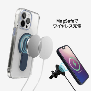 momo stick iPhone 15 Pro用Mag Grip レンズガード一体型クリアケース ディープパープル MMS25310I15PR-イメージ7