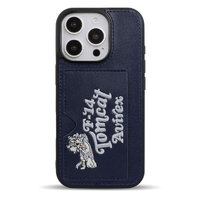 エム・ディー・シー iPhone 16 Pro用ポケット付き背面ケース AVIREX 刺繍/ネイビー MD-75564-3