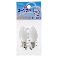 オーム電機 ローソク球 5W E12 2個入り ホワイト LB-C7205-W/2P