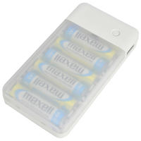 グリーンハウス 乾電池式モバイル充電器 単3形6本 ホワイト GH-BTB36A-WH