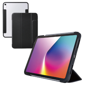 エレコム iPad(A16) フラップケース 薄型軽量 カラーエッジ 背面クリア ブラック TB-A25RWVFCBK-イメージ2