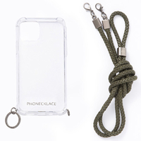 PHONECKLACE iPhone 12/12 Pro用ロープショルダーストラップ付きクリアケース カーキ PC20437I12P