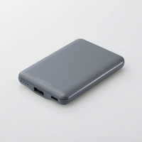 エレコム 薄型コンパクトモバイルバッテリー(5000mAh/3A/C×1+A×1) ダークグレー DE-C45-5000DGY