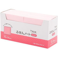 ハピラ 再生紙ふせんノート 75×75mm ピンク 10冊 FCK127B-P7575PK