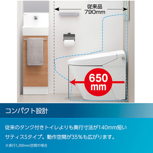 LIXIL 「標準工事＋引取料金込み」 LIXIL サティスS グレード6(内装工事なし)ピュアホワイト・ブースター有 ピュアホワイト ｻﾃｲｽSHU6202024BW1-イメージ8