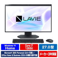 NEC 27型高性能デスクトップ e angle select LAVIE A27 ファインブラック PC-A2795LAB-E6B