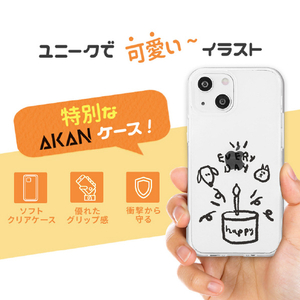 AKAN iPhone 14用ソフトクリアケース ワンにゃんバースデー AK23517I14-イメージ4