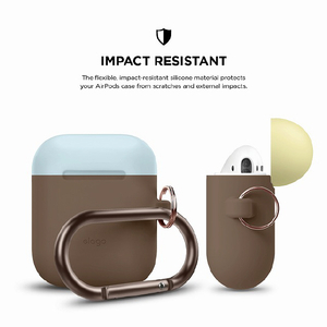elago AirPods DUO HANG CASE カラビナ付き ダークブラウン EL_APDCSSCDD_DB-イメージ4
