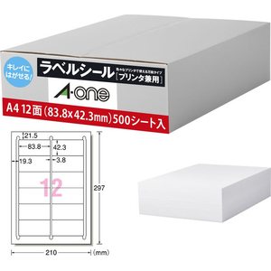 3M エーワンラベルシール プリンタ兼用 キレイにはがせるタイプ A4 12面 500シート FCK315A-39003-イメージ2