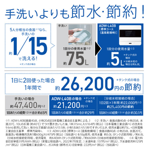 AQUA 食器洗い乾燥機 ダークグレー ADW-L40B(H)-イメージ12