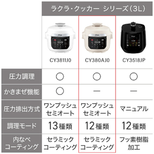 ティファール ラクラ・クッカー電気圧力鍋 アイボリー CY380AJ0-イメージ13
