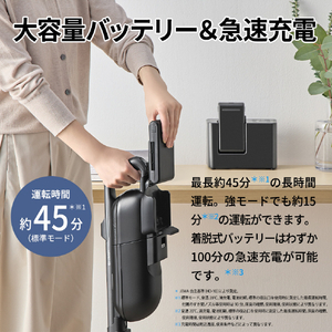 SHARP 紙パック式コードレススティッククリーナー RACTIVE Air POWER ブラック系 EC-KR70A-B-イメージ7