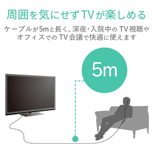 エレコム TV用ヘッドホン(スタンダード)セミオープンタイプ ブラック EHP-TV11I5XBK-イメージ3