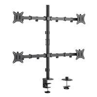 グリーンハウス 液晶モニターアーム 4画面(2×2) クランプ/グロメット式 ブラック GH-AMEN4-BK