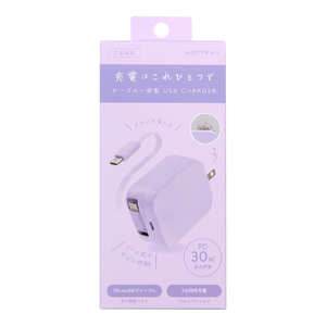 MOTTERU 30W USB充電器 USB-Cケーブル付き ペールアイリス MOT-ACPD30C2-PU-イメージ2