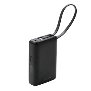 エレコム ケーブル一体型モバイルバッテリー(10000mAh/30W) ブラック DE-C71L-10000BK-イメージ1