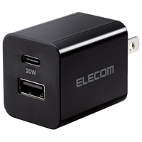 エレコム USB Power Delivery 20W AC充電器(C×1+A×1) ブラック MPA-AC12020BK