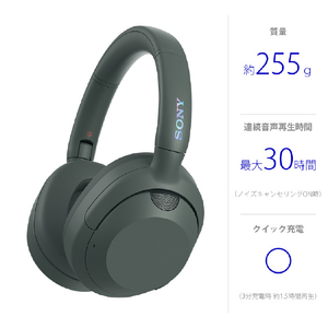 SONY 密閉ダイナミック型ヘッドホン フォレストグレー WH-ULT900N H-イメージ18