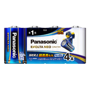 パナソニック 単1形アルカリ乾電池 4本入り エボルタネオ LR20NJ/4SW-イメージ1
