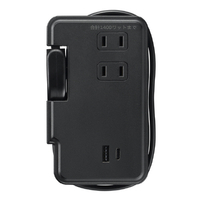 ヤザワ 巻取りモバイルタップ3個口 タイプCUSB付(0．9m) 黒 H2M50091U1CBK