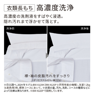 日立 全自動洗濯機 e angle select ビートウォッシュ ホワイト BW-V80PE6 W-イメージ3