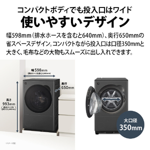 シャープ 【右開き】10kgドラム洗濯機 グレイングレー ES-10L2-HR-イメージ12