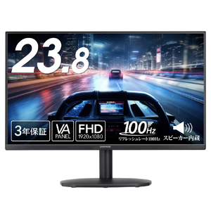 グリーンハウス 23．8型液晶ディスプレイ ブラック EDGH-LCW24S-BK-イメージ1